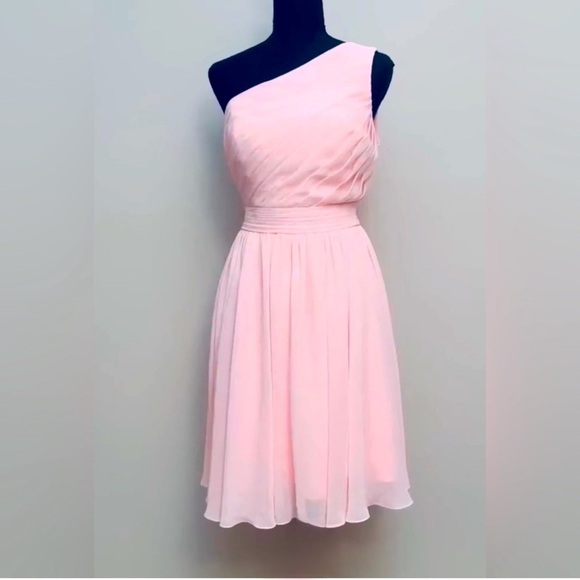 JJs House Dresses & Skirts - JJ HOUSE ~ Women’s Pink chiffon fully lined one-shoulder dress size 12